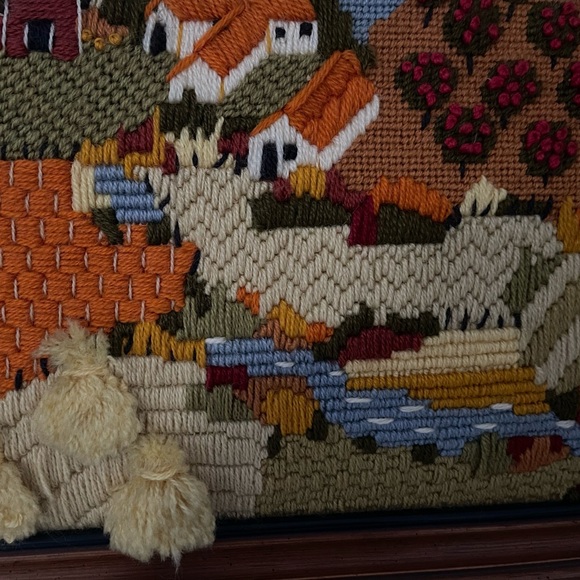 Vintage Wood Frame”Fall Harvest Farmhouse”Scene Needle Work:10 Colors
• Handmade - Picture 2 of 9
